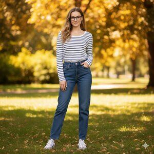 J. Crew Striped Ribbed Stretchy Fitted Long Sleeve Shirt Top NWOT